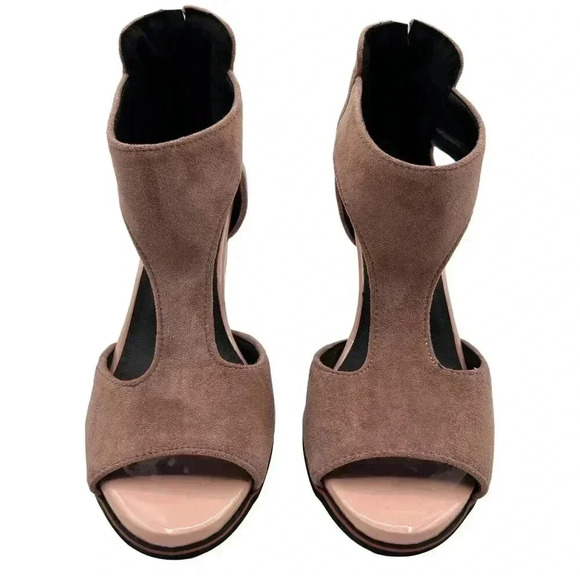 BUTITI NEW Women 8 Pink Cutout Peep-Toe Suede Pump Zip Closure Elegant Chic - Picture 14 of 14